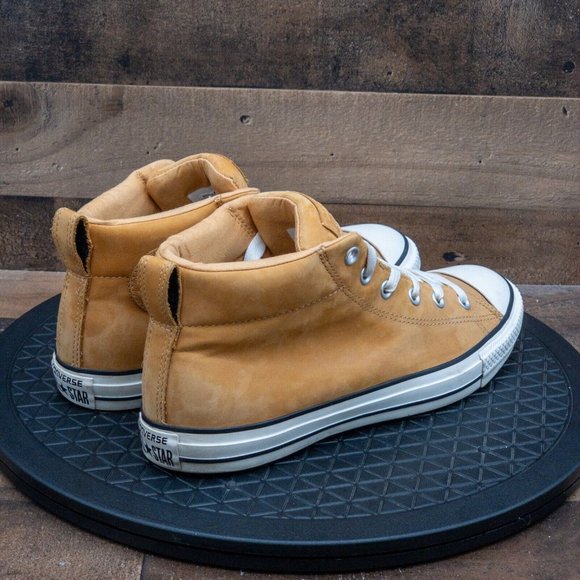 CONVERSE ALL STAR PRO MID LEATHER MENS ATHLETIC SHOES RETRO SNEAKER TAN SIZE 10 - Picture 8 of 9